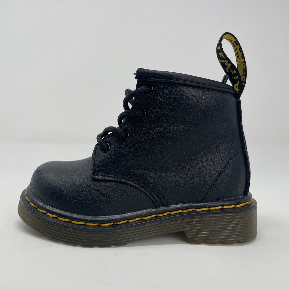 Dr Martens 1460 I Softy T Toddler Boots Black Leather Lace Up Zip Side Size 5 US